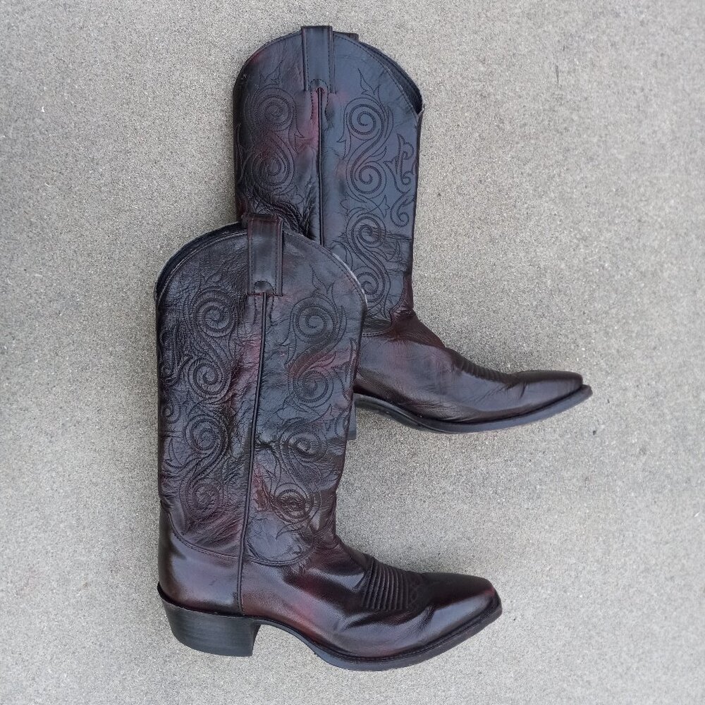 Vintage Justin #8158 Leather Pull On Cowboy Western Boots Size 9D